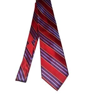 Jones New York Tie in Red and Blue Diagonal Stripes in Imported Silk
